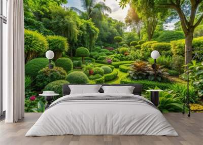 lush garden with fresh vegetation in green environment Wall mural