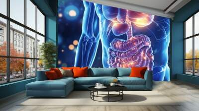 3D illustrations of internal human organs, cells and viruses, showing microbiology and medical science MRI models. Wall mural