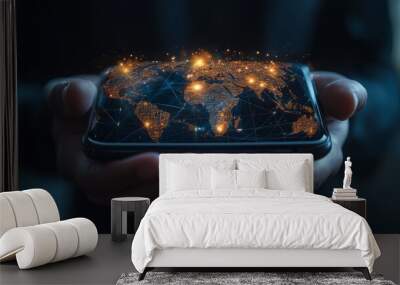 Connecting businesses digitally using tablet with global internet network in business communication Wall mural