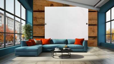 Blank paper on wooden wall Wall mural