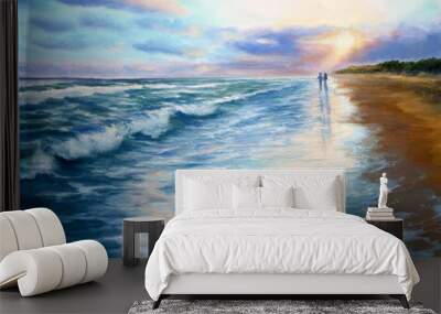 Couple at the beach Wall mural