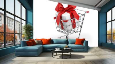 Gift in shopping cart Wall mural