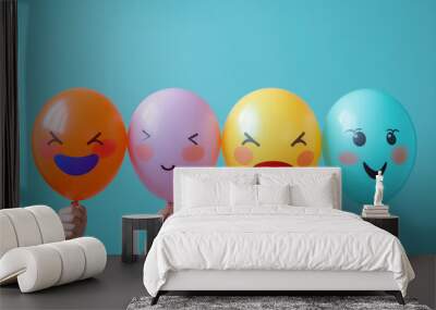 people holding emotion balloon Wall mural