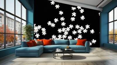 sugar white snow on black background Wall mural