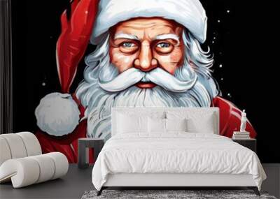 AI Image Generator, Jolly Santa Claus with a Long White Beard Wall mural