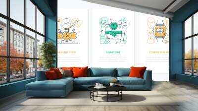 Active lifestyle and healthcare - vector line design style banners Wall mural