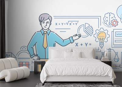 algebra lesson - colorful line design style illustration Wall mural