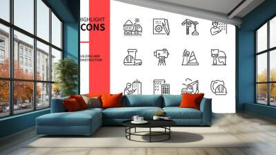 Building and construction - modern line design style icons set Wall mural