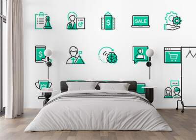 Business and finance - modern line design style icons set Wall mural