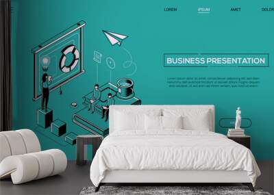 Business presentation - line design style isometric web banner Wall mural