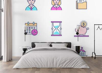 business - set of line design style icons Wall mural