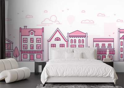 city architecture - modern thin line design style vector illustration Wall mural