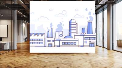 City factory - modern thin line design style vector illustration Wall mural