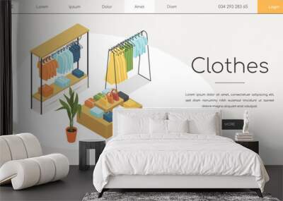 Clothing shop - modern vector colorful isometric web banner Wall mural