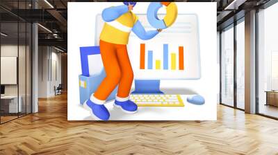 Data statistics and report - modern realistic colorful 3d illustration Wall mural