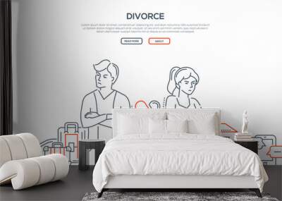 Divorce - line design style banner Wall mural