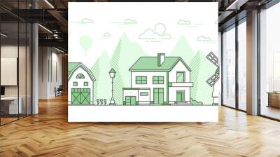 Eco farming - thin line design style vector illustration Wall mural