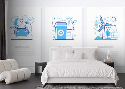 Environment conservation - line design style banners set Wall mural