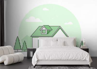 Farm house - modern thin line design style vector illustration Wall mural