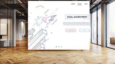 Goal achievement - line design style isometric web banner Wall mural