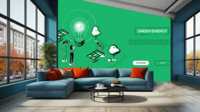 Green energy - line design style isometric web banner Wall mural