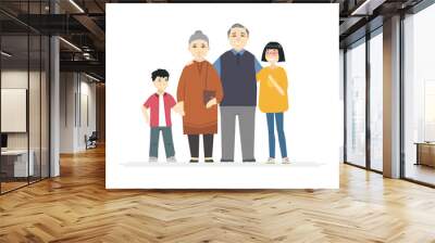 Happy Chinese grandparents - cartoon people characters illustration Wall mural