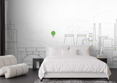 Industrial city - modern thin line design style vector banner Wall mural