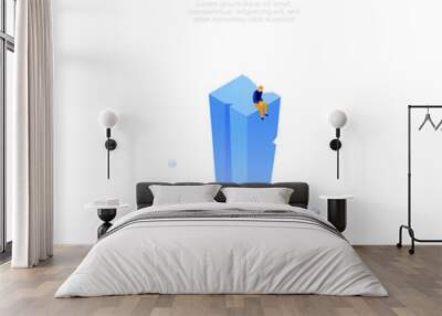 Loneliness concept - modern isometric vector web banner Wall mural