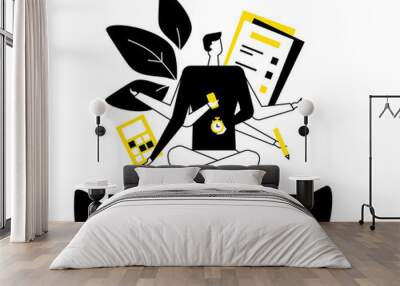 Mindfulness at work - flat design style illustration Wall mural