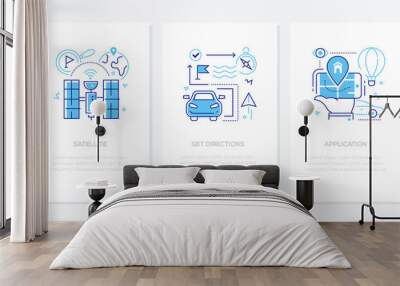 Navigation - vector line design style banners set Wall mural