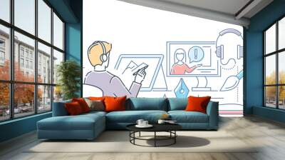 Online design course - modern line design style illustration Wall mural