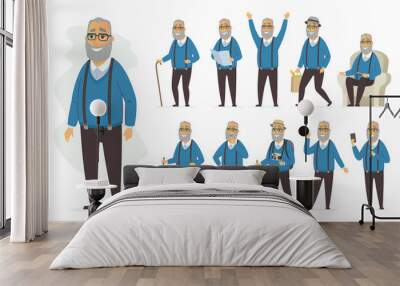 Senior man - vector cartoon people character set Wall mural