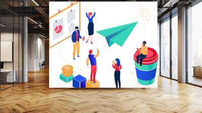 Startup company - modern colorful isometric illustration Wall mural