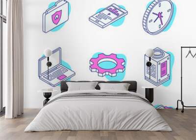 Technology and business - line design style isometric icons Wall mural