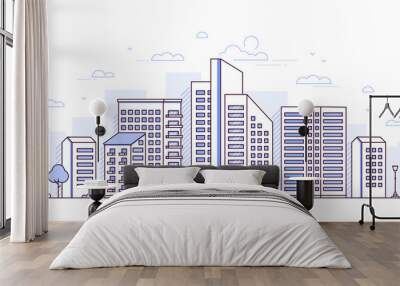 Urban landscape - modern thin line design style vector illustration Wall mural