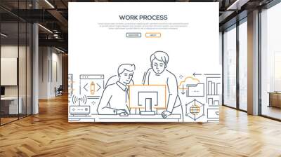 work process - modern line design style banner Wall mural