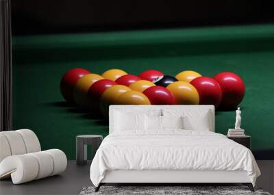 Close-up shot of a pool game Wall mural