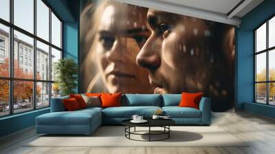 A Man And A Woman Looking At Each Other Through A Window Law Office Advertising Photography Fraud Prevention Generative AI Wall mural