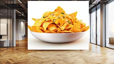 A bowl of delicious nachos with melted cheese and jalapenos. The perfect snack for any occasion. Wall mural