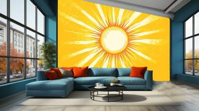 A simple, hand-drawn illustration of the sun with rays of light. Wall mural