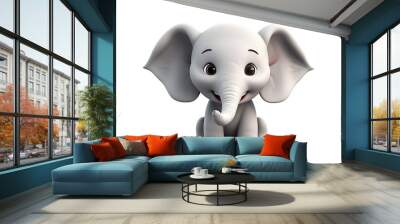 This adorable baby elephant is sitting down and looking at you with its big, round eyes. Wall mural