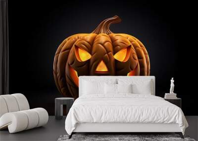 This is a 3D rendering of a jack-o-lantern. It has a carved face with a smile and two teeth. Wall mural