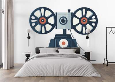 Vintage projector with reels on each side and a lens. Wall mural