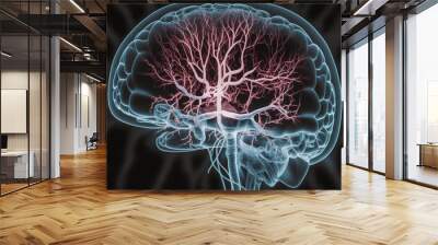 brain cerebral angiography, circle of willis, blood circulation of brain system, Generative AI Wall mural