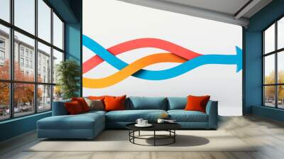 The Path to Success, Unifying Direction, Flowing Arrows Drive Business Concept, 3D render Wall mural