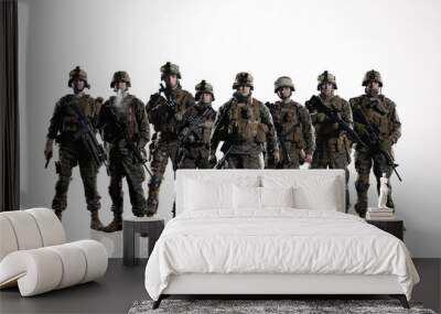 Eight isolated U.S. Marines. on the smooth floor Wall mural