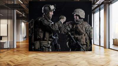 U.S. military marines congratulate each other. High five. Wall mural