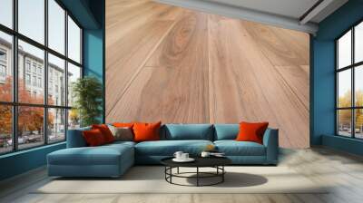 Interior new wood floor texture low angle space view background Wall mural