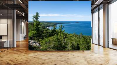 Beautiful view of Lake Superior from Sugarloaf Mountain in Michigan in summer Wall mural