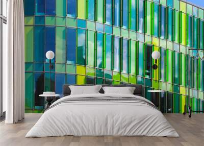 Detail of a green glass building facade in Sweden Wall mural